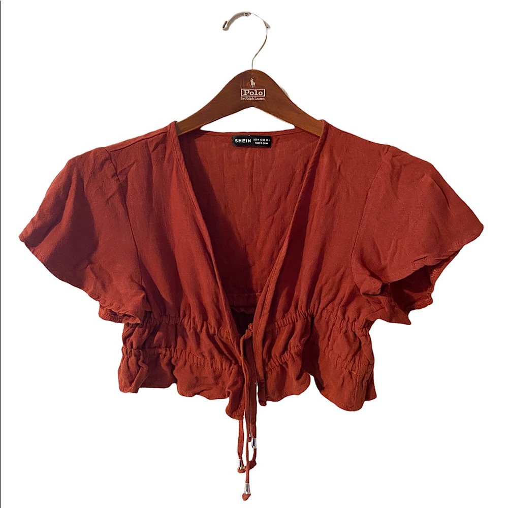 Ruffle Hem Front Tie Top